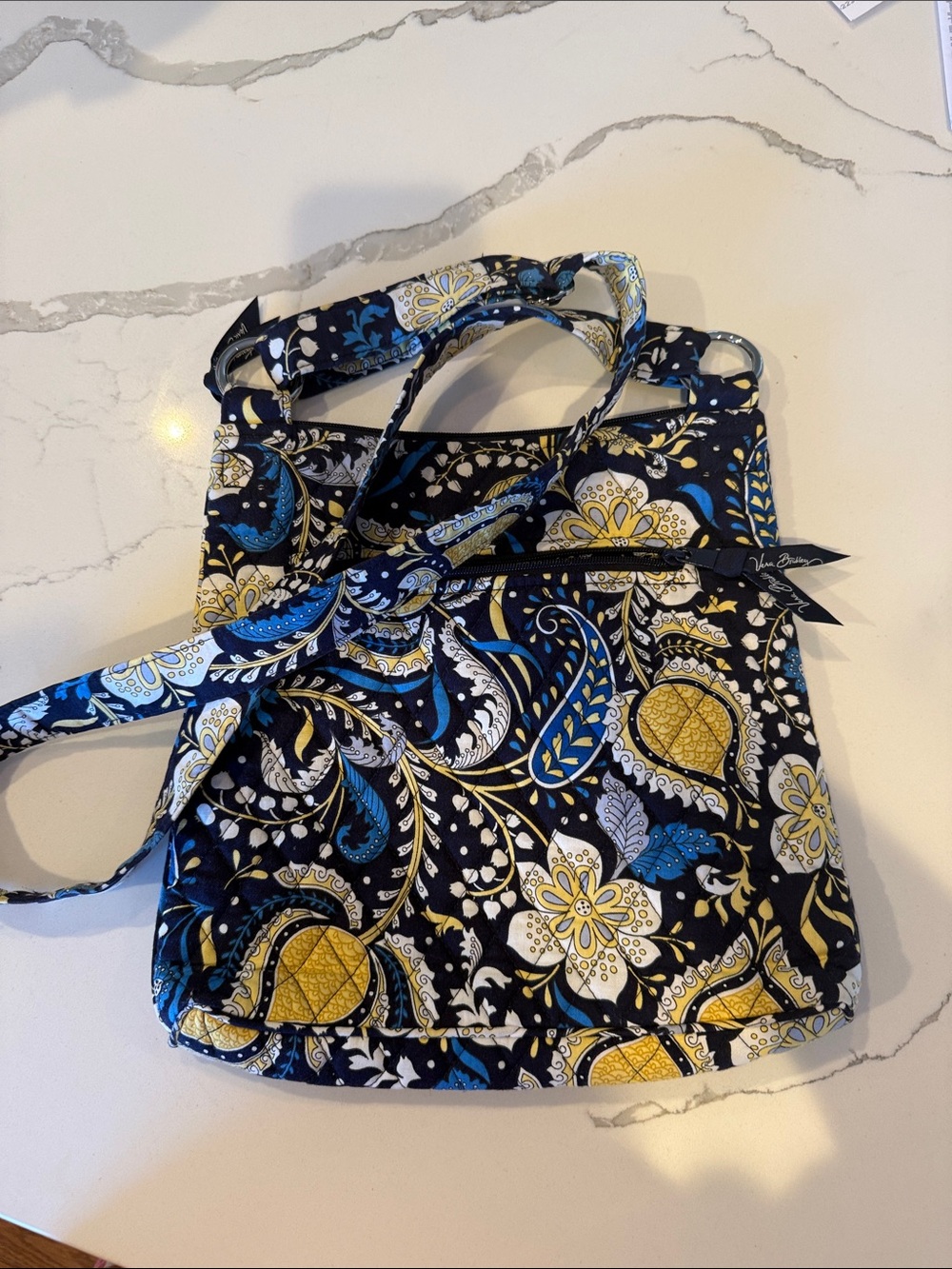 Vera Bradley Navy, Yellow & Blue Paisley Crossbody Bag